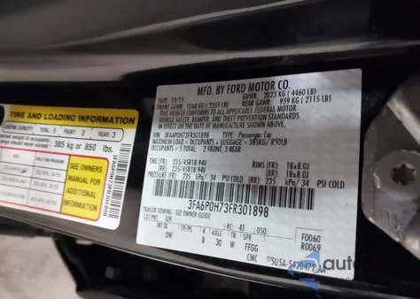 2015 Ford Fusion Se z USA, uszkodzony, nr VIN 3FA6P0H73FR301898